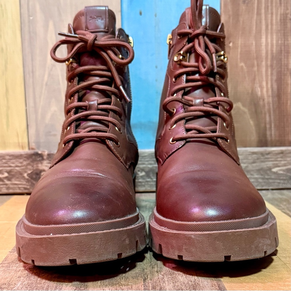 Coach Men’s Brown Leather Combat Boots – Style CC837 – Size 11D (US) - Picture 4 of 10